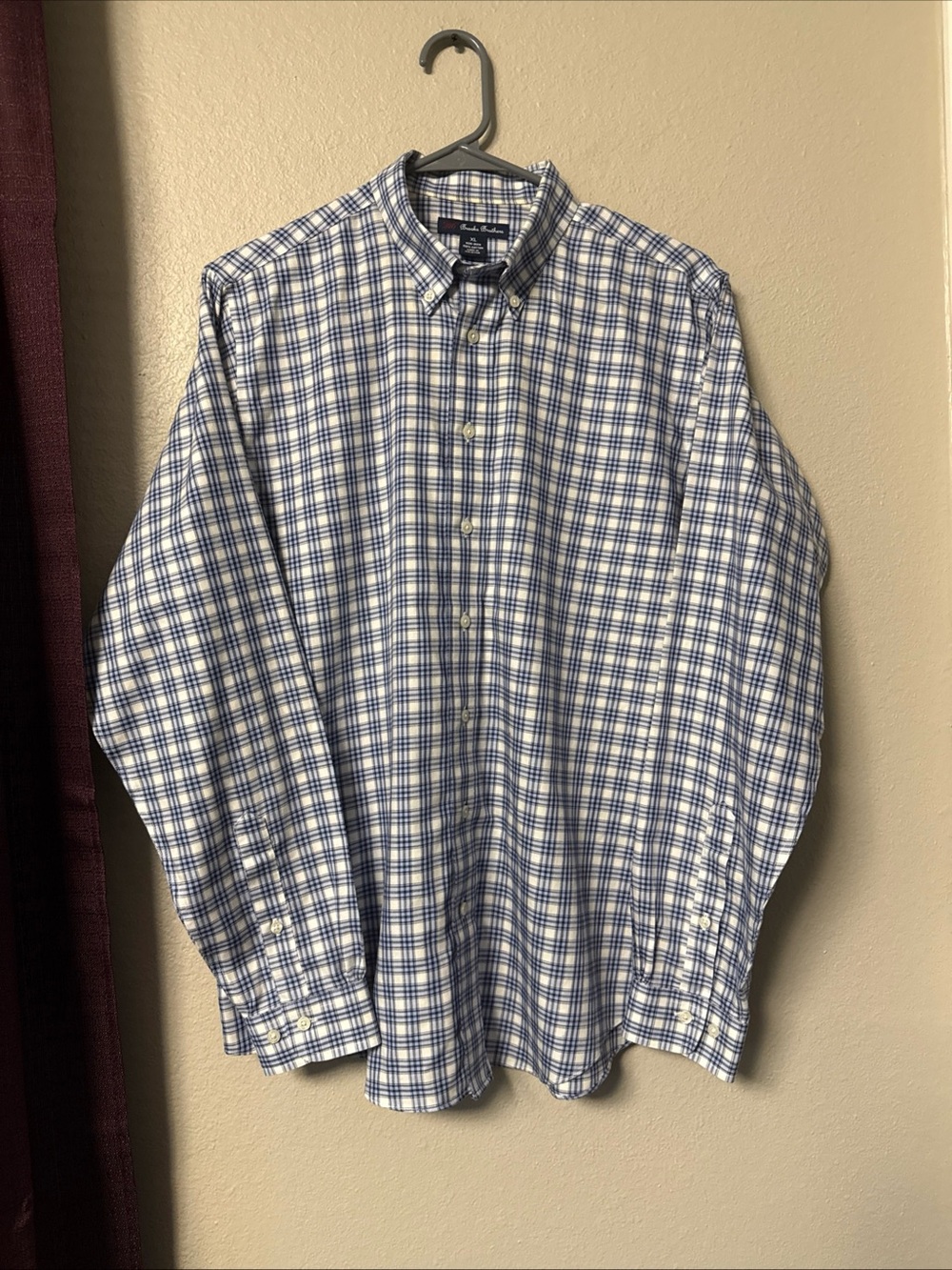 MS13 Books Brothers Long Sleeve Plaid Button-Down Shirt Size XL